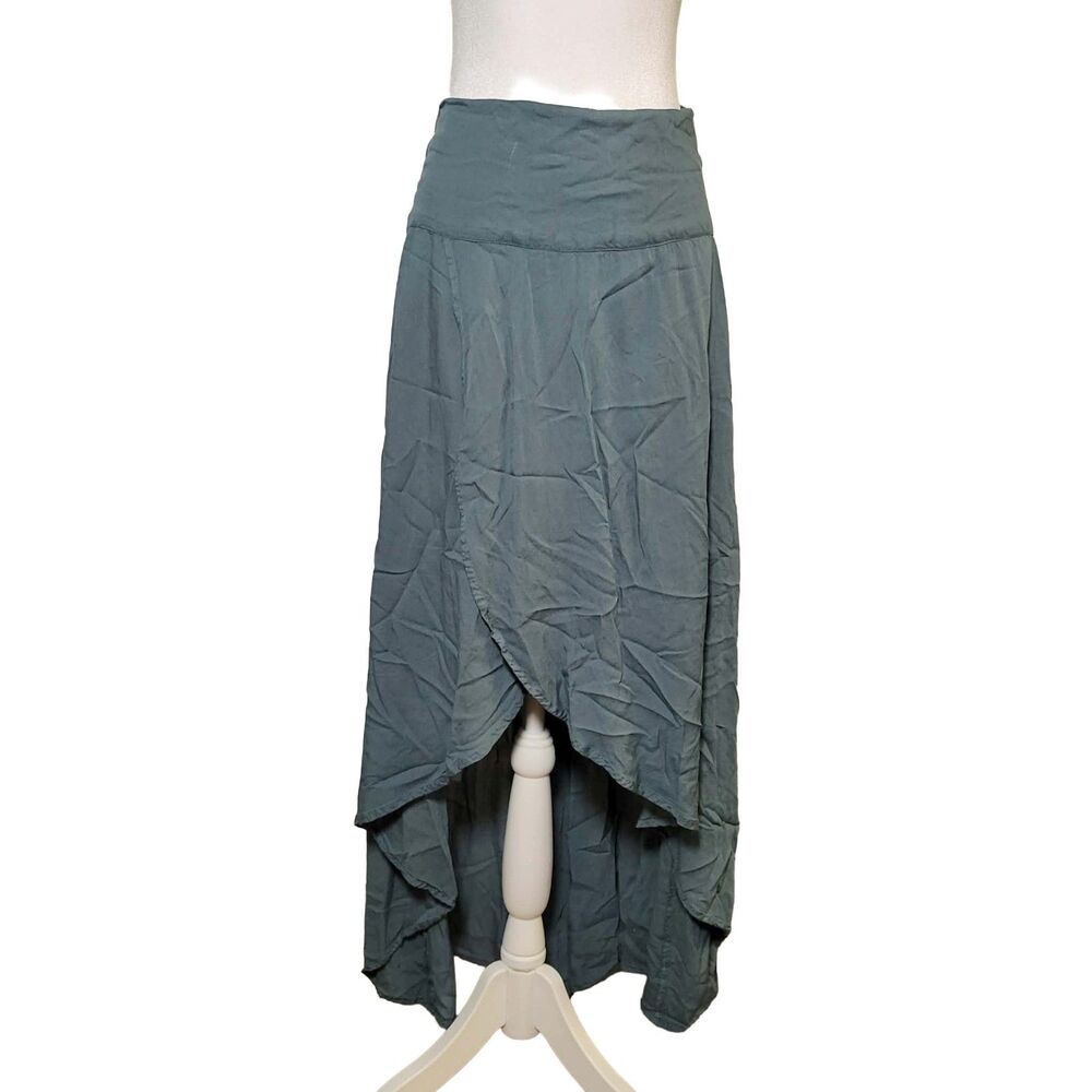 O'Neill Ambrosio High Low Maxi Skirt M Sage Green Faux Wrap Boho Tulip Hippie